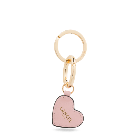 CHARMS DE LANCEL Base porte-clés cœur cuir — Rose Blossom
