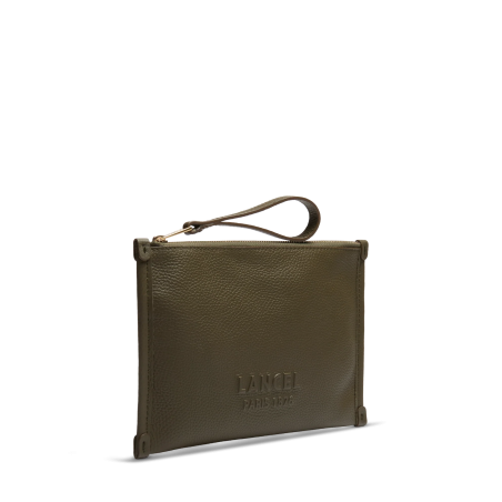 JOUR DE LANCEL POCHETTE ZIPPEE S AVEC DRAGONNE — KAKI FONCE