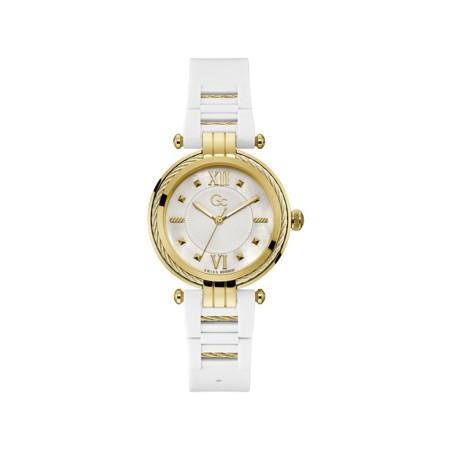 Montre Guess Collection femme acier doré jaune silicone blanc