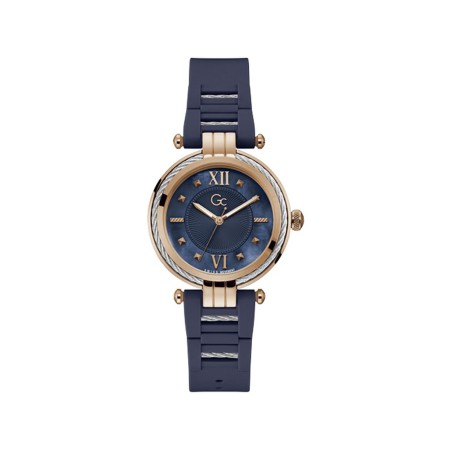 Montre Guess Collection femme acier doré rose silicone bleu