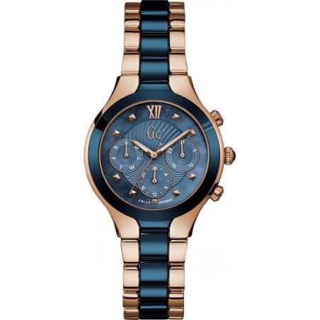 montre GC dateur acier or rose femme